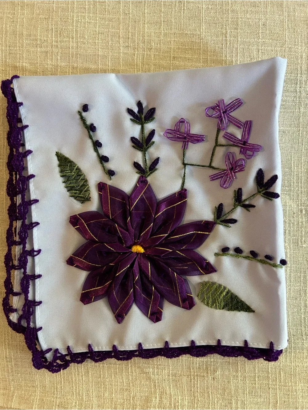 Mexican Artisanal Hand- Ribbon Tortilla Napkins Embroidered - Set of 3